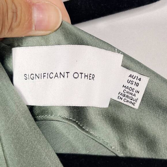 Significant Other US Size 10 Fern Green Olinda Dress Maxi One Shoulder Draping - Picture 13 of 16